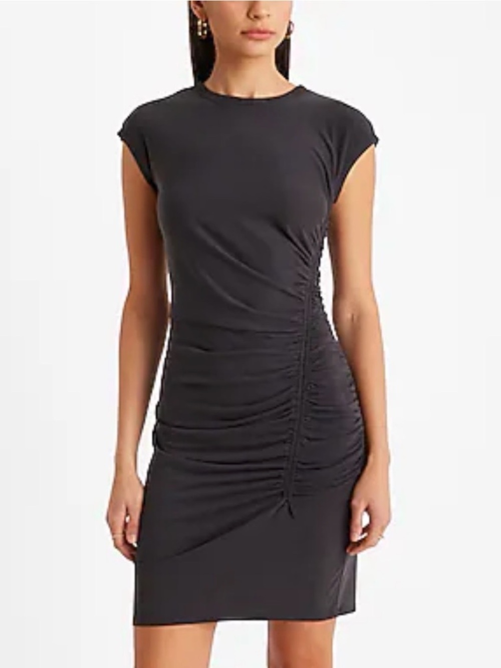 Express Ruched Cap-Sleeve Bodycon Dress - Deep Midnight Blue Sz XL